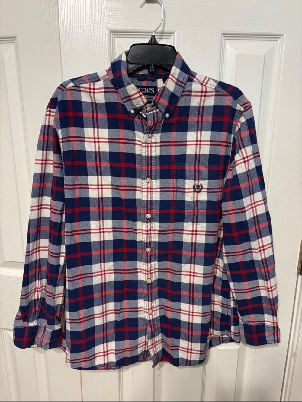 Chaps Classic Fit Plaid Oxford Shirt - Picture 1 of 7